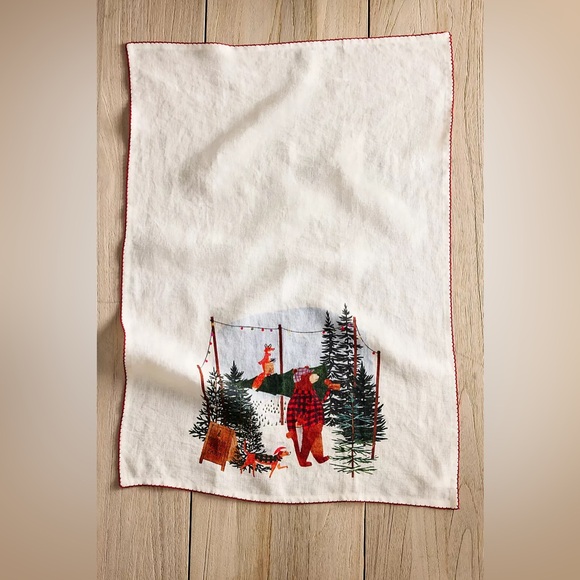 NWOT Anthropologie by Terrain May We Fly Tree Farm Friends Dish Towel - Picture 4 of 11